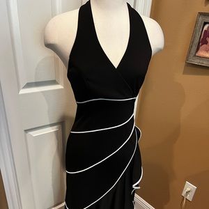 Black and white halter top dress